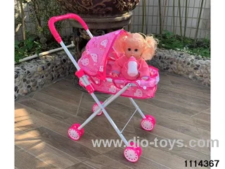 16 inch doll + baby stroller