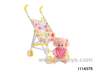 14 inch doll + baby stroller