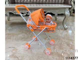 14 inch doll + baby stroller