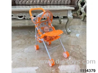 14 inch doll + Baby stroller + adjustable dining board