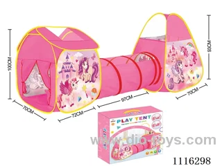 Three-in-one cartoon unicorn game house compound tunnel climbing tent
