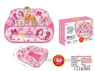 Children's cartoon unicorn ball pool tent with 40 5.5CM ocean balls
