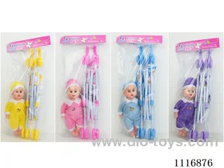 45cm plastic cart with male doll PE card head bag