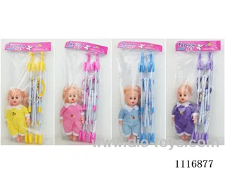 46cm plastic cart with female doll PE card head bag