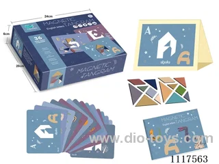 Tangram alphanumeric magnetic game box
