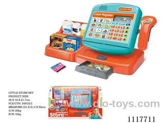Cash register with supermarket rack