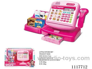 Cash register with supermarket rack