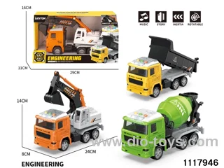 3 style friction engineering truck with light/music，include 3*AG13