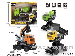 3 style friction engineering truck with light/music，include 3*AG13