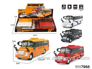 8pcs friction school bus with light/music，include 3*AG13