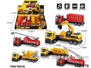 6pcs friction engineering truck with light/sound，include 3*AG13