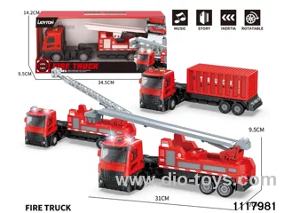 3 style friction fire truck with light/sound，include 3*AG13