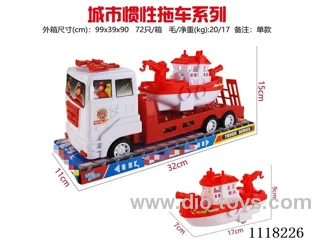 Inertial fire trailer with sliding boat (red)