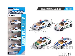 4 PCS police car (alloy pull-back)