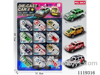 Alloy pull-back car 12 pieces (9cm)
