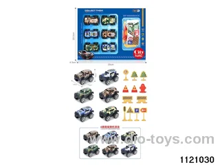 1:64 pull back alloy car (6pcs + 12PCS road signs)