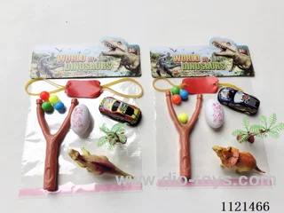 Slingshot + Dinosaur + pull-back iron car