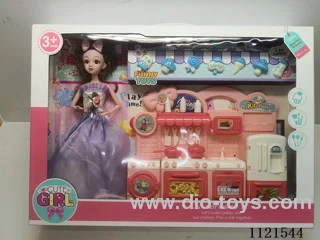 doll and kitchen set