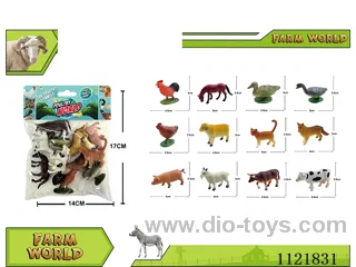 2 inch 12PCS with farm animals (solid)