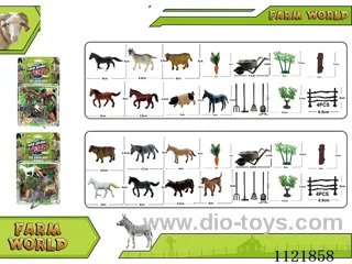 2-inch farm 7PCS + fence + radish + car grab + hay pile + bamboo tree + big wood AB mixed 20PCS