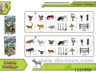 2 inch poultry animal 6PCS + haystack + big splash + radish + car grab + big wood + fence AB mixed 20PCS