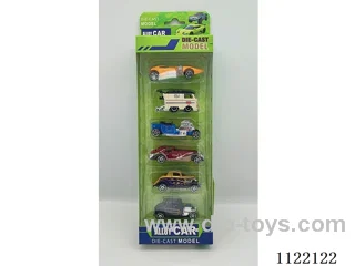 Six 1:64 sliding alloy cars