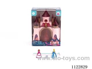 Colorful light castle with 12 music (pack three AG13 batteries) + Gyroprincess/cat/furniture