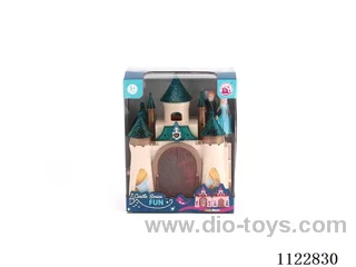 Colorful light castle with 12 music (pack three AG13 batteries)+ Princess/Prince/carriage/furniture