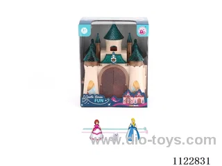 Colorful light castle with 12 music (pack three AG13 batteries) + Gyroprincess/cat/furniture