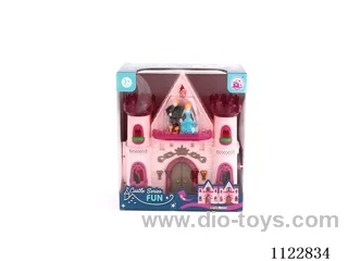 Glitter Castle with 12 pieces of music (pack 2 AA batteries)+ Princess/Prince/carriage/furniture