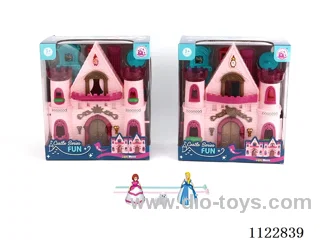 Single side flashing lights castle with 12 music (pack 2 AA batteries, two mixed)+ Gyroprincess/cat/furniture