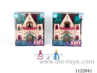 Single side flashing lights castle with 12 music (pack 2 AA batteries, two mixed)+ Gyroprincess/cat/furniture