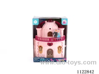 Glitter Castle with 12 pieces of music (pack 2 AA batteries) + Princess/Prince/carriage/furniture