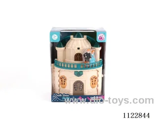 Glitter Castle with 12 pieces of music (pack 2 AA batteries) + Princess/Prince/carriage/furniture