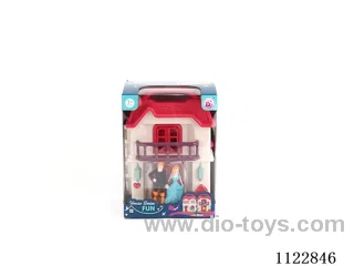 Colorful light Villa with 12 music (pack three AG13 batteries)+ Princess/Prince/carriage/furniture