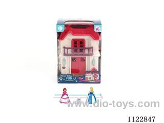 Colorful light Villa with 12 music (pack three AG13 batteries) + Gyroprincess/cat/furniture