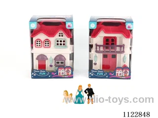 Unilateral colorful light villa with 12 music (pack three AG13 batteries, two mixed)+ princess/prince/horse/furniture