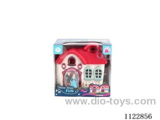 Villa with Flash lights with 12 music (pack 2 AA batteries)+ Princess/Prince/carriage/furniture