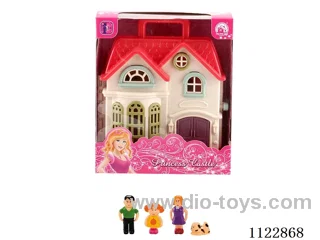 Mini Villa with colorful lights with 12 music (pack 2 AG13 batteries) + people + furniture (2 mixed)