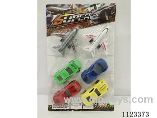 (GCC) Solid color 4 cars 2 planes-pull back