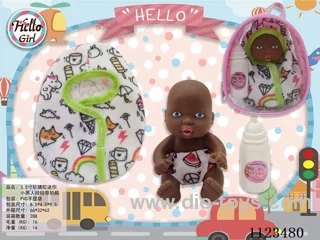 (GCC) 3.5 "soft vinyl Miniature Black doll with bottle