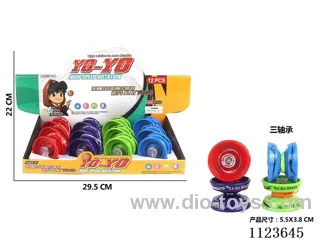 Three bearing plastic solid color yo-yo (green, blue, red. Purple 4 mixed)12PCS