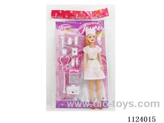 11 "28 cm 5-joint Barbie doll + blister medical tools mixed