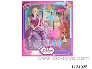 11 "29 cm 11 articulated female Barbie doll + cart + accessories (multiple mixed)