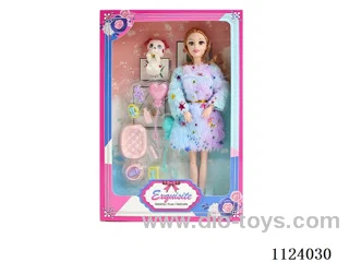 11 "28 cm 11 joint Barbie doll + puppy + Blister accessories (multiple mixed)