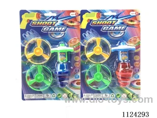 Hand handle spring flashing gyro with flying saucer