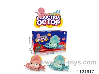 Inductive obstacle avoiding electric octopus bathroom toy