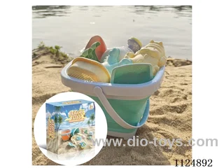 Beach Toy Blue Set (11-piece set) 1 folding bucket +10 parts