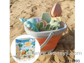Beach Toy Orange Set (11-piece set) 1 folding bucket +10 parts