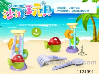 Hourglass with beach tools (4PCS)